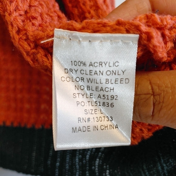 Umgee Open Front Knit Cardigan Colorblock Stripes Sweater Sz L - Picture 6 of 9